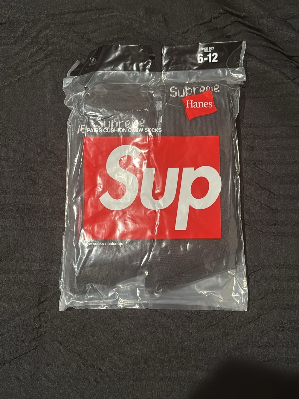 Supreme x Hanes Black Socks with Red Logo